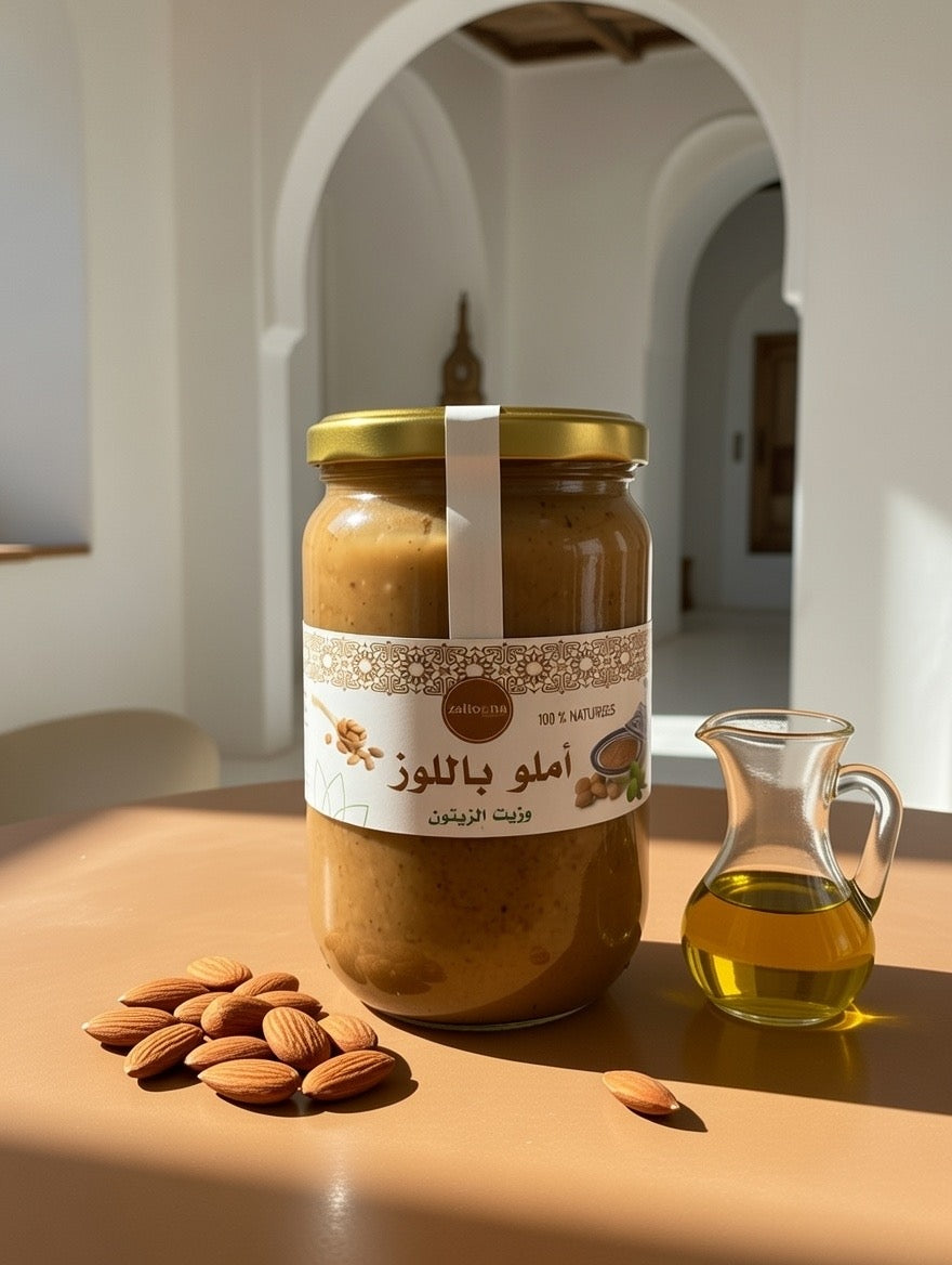 Amlou aux Amandes et huile d’olives 100% Naturel – Pâte Traditionnelle Marocaine Artisanale Sans Additifs