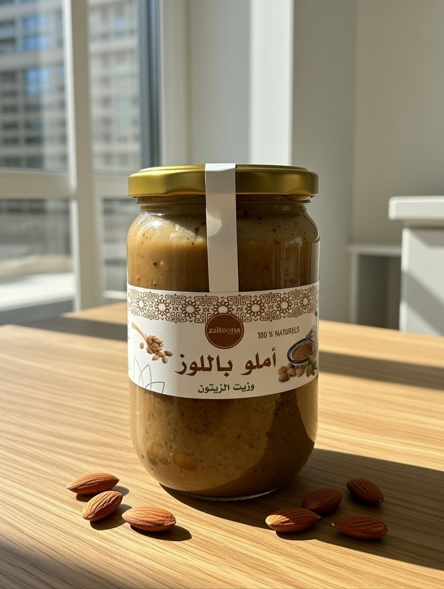 Amlou aux Amandes et huile d’olives 100% Naturel – Pâte Traditionnelle Marocaine Artisanale Sans Additifs