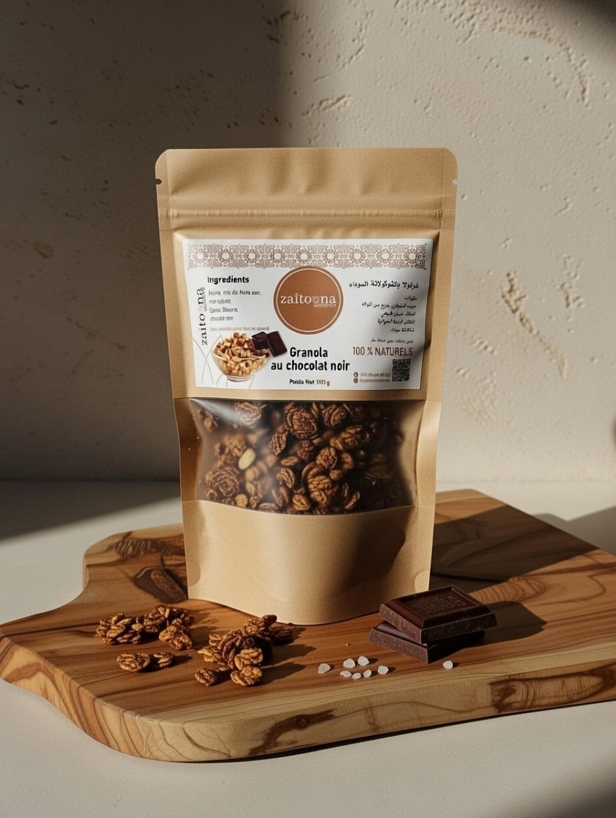 Granola Chocolat 100g 100% Naturel – Mélange Artisanal Marocain Croquant Sans Additifs