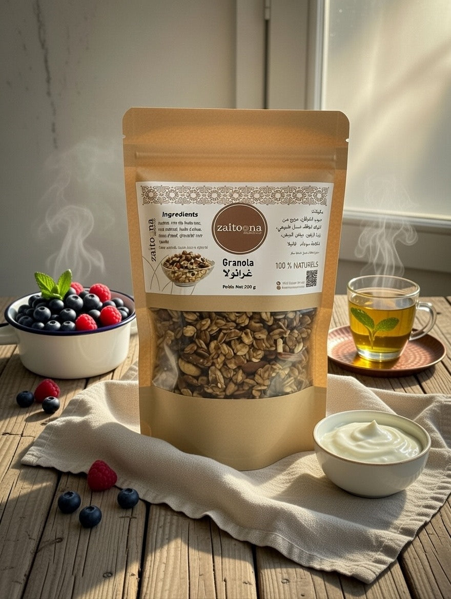Granola Vanille 200g 100% Naturel – Mélange Artisanal Marocain Croquant Sans Additifs