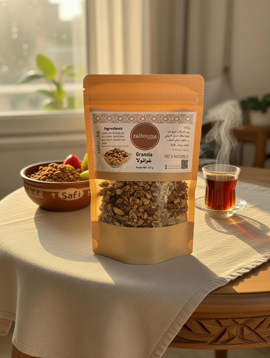 Granola Vanille 200g 100% Naturel – Mélange Artisanal Marocain Croquant Sans Additifs