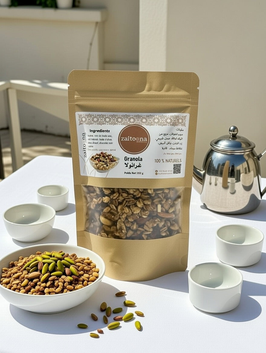 Granola Vanille 200g 100% Naturel – Mélange Artisanal Marocain Croquant Sans Additifs