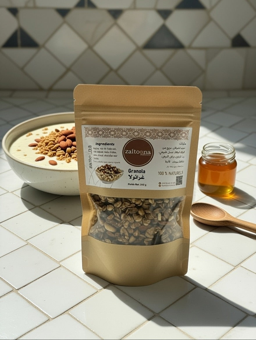 Granola Vanille 200g 100% Naturel – Mélange Artisanal Marocain Croquant Sans Additifs