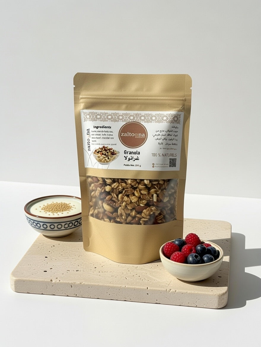 Granola Vanille 200g 100% Naturel – Mélange Artisanal Marocain Croquant Sans Additifs